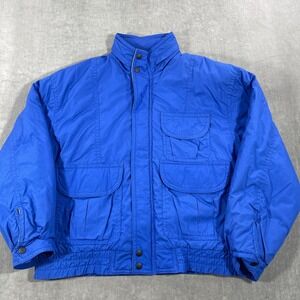 Vintage Forest Club Puffer Jacket Mens Medium‎ Blue Full Zip Utility Coat